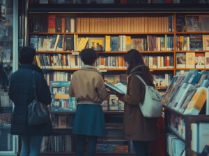 Menschen gucken sich Bücher an